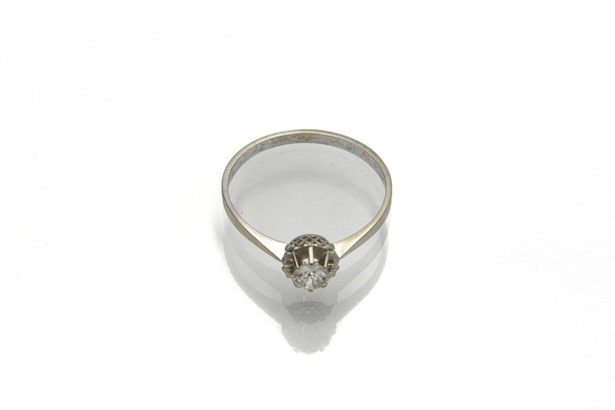 Old French Ring In White Gold With A 0.40 Ct Diamond-photo-5