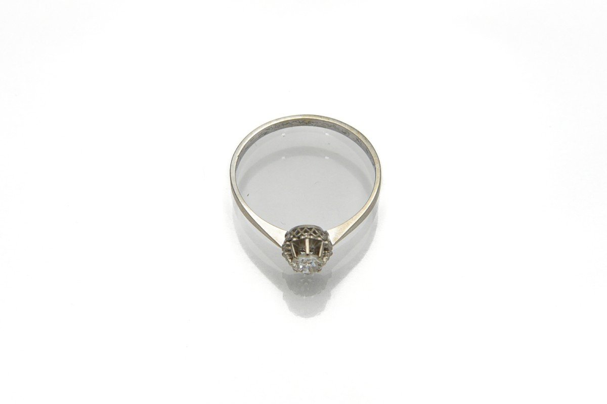 Old French Ring In White Gold With A 0.40 Ct Diamond-photo-6