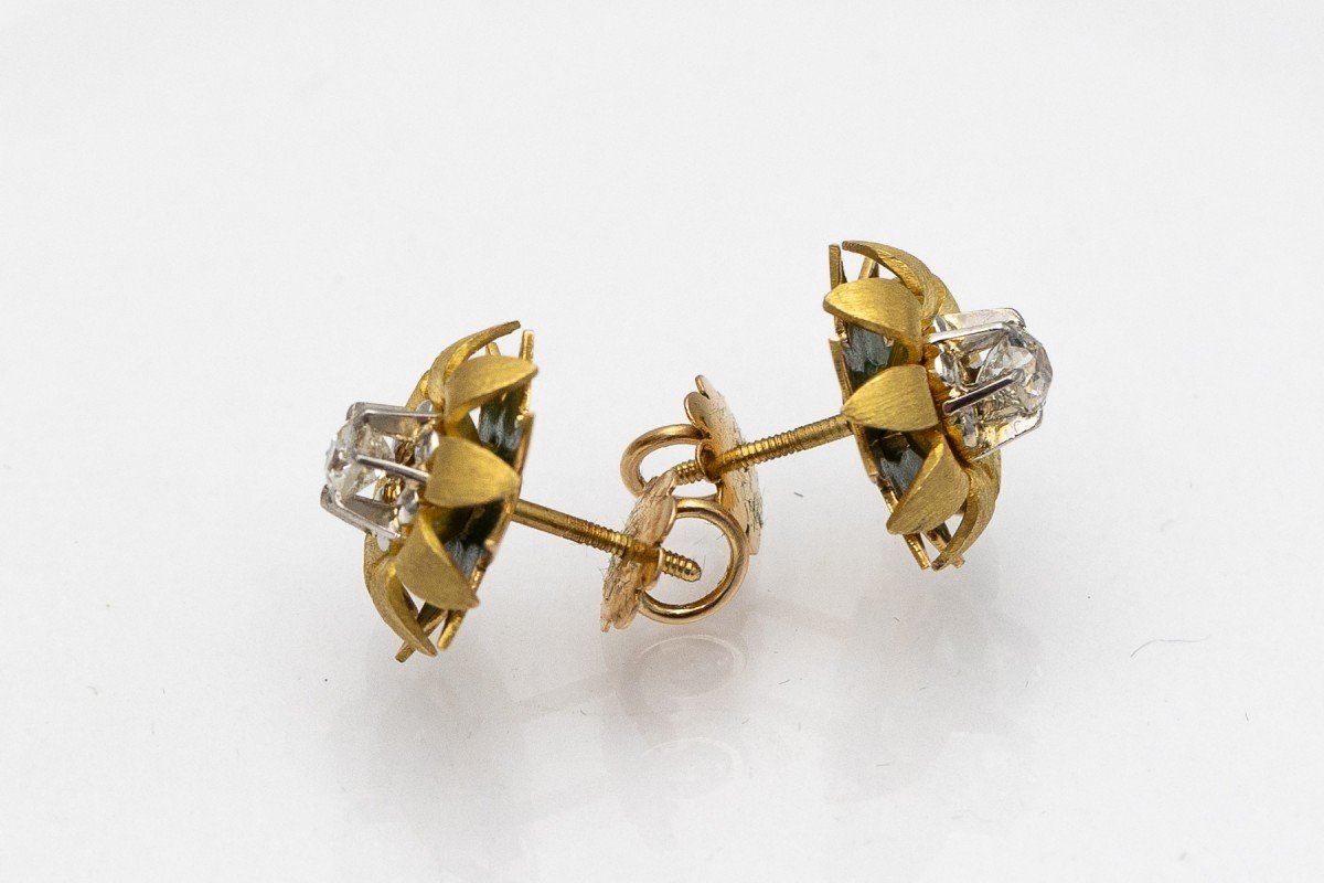 Gold And Diamond Earrings, Circa 1940.-photo-4