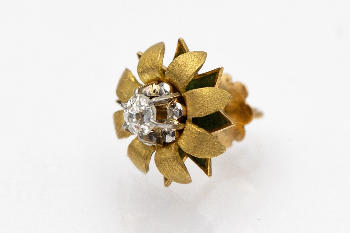 Gold And Diamond Earrings, Circa 1940.-photo-2