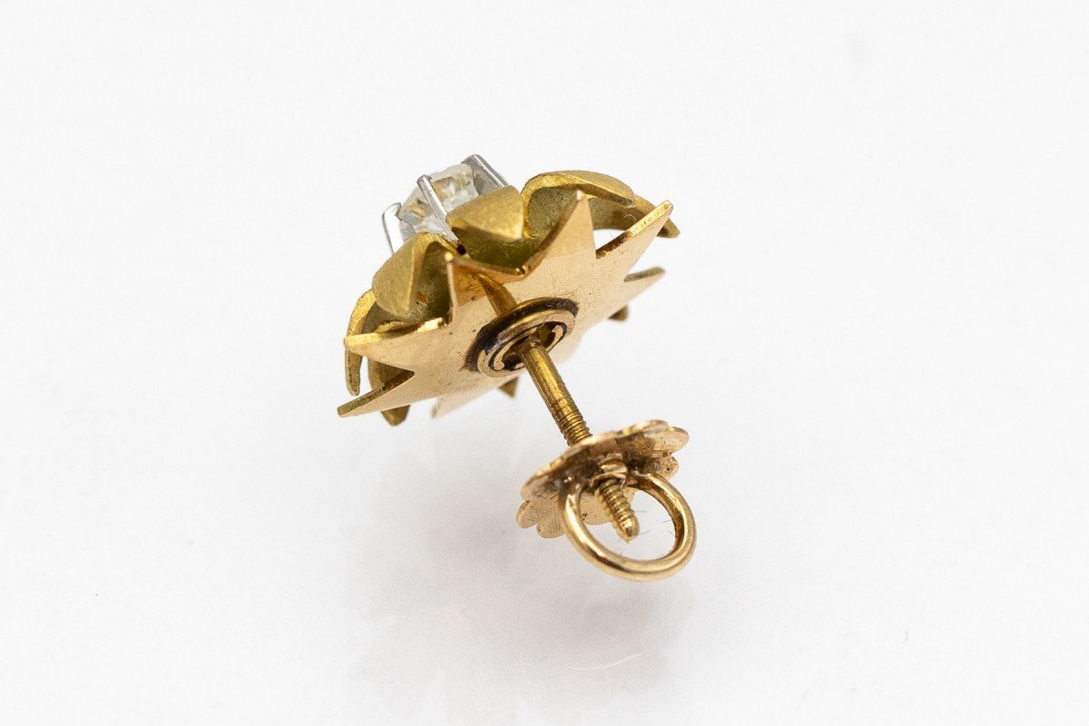 Gold And Diamond Earrings, Circa 1940.-photo-3