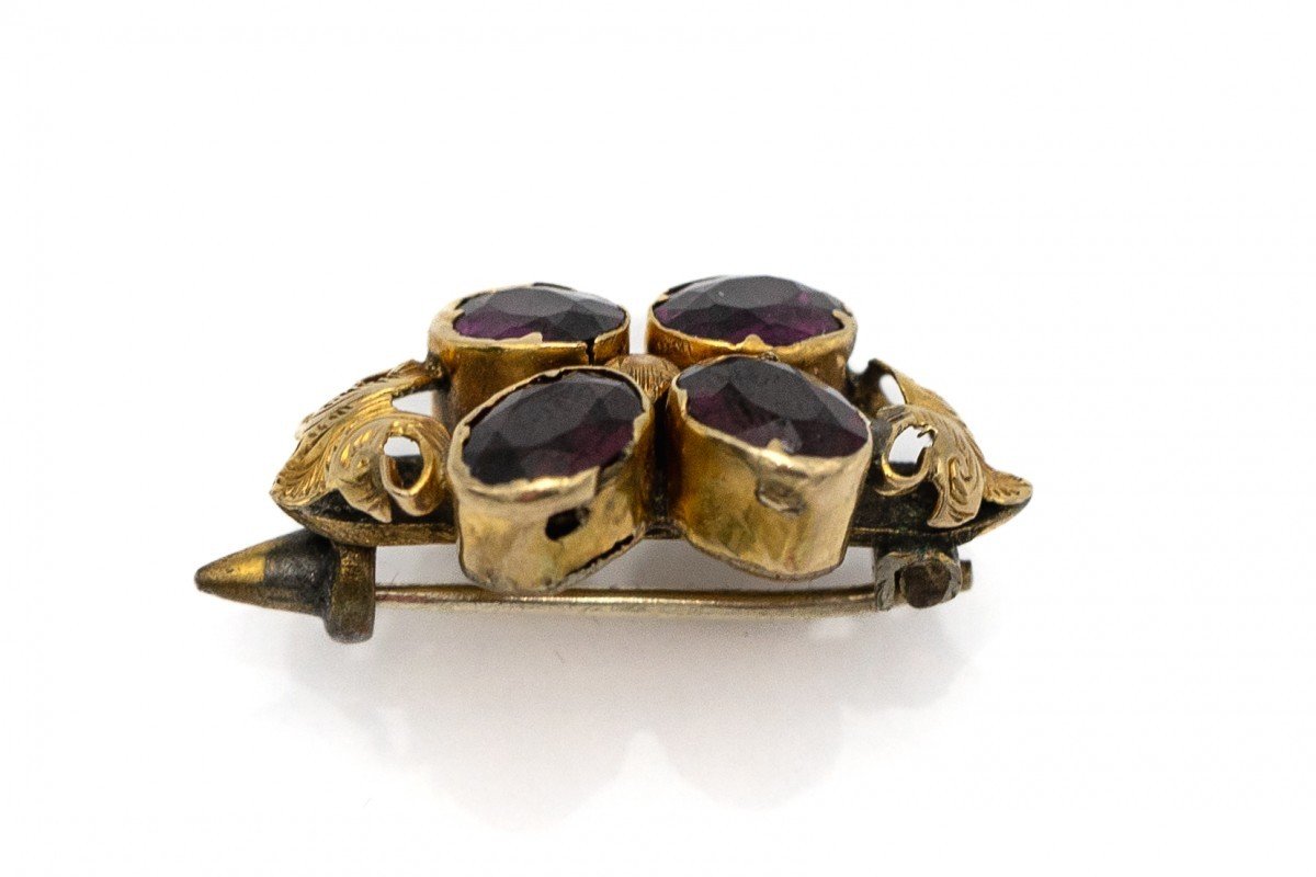 Old Victorian Brooch With Garnet Stones-photo-2