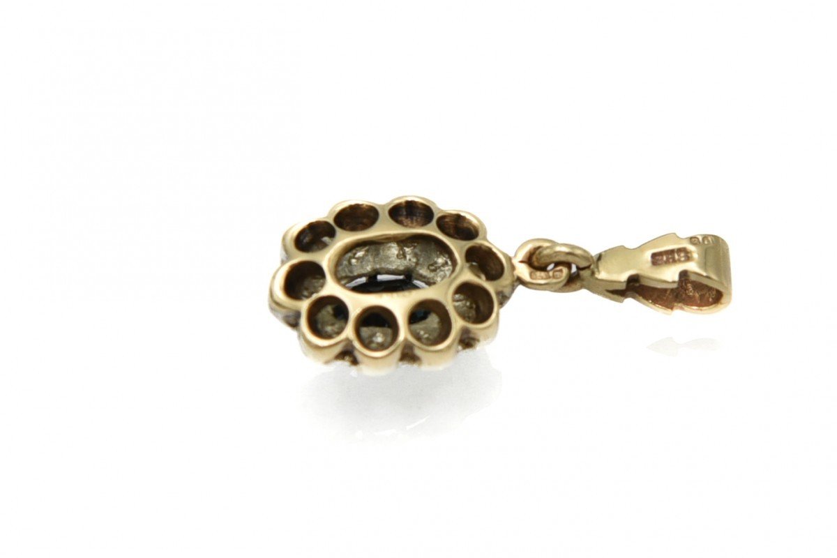 Vintage Pendant With Diamonds And Sapphire-photo-3