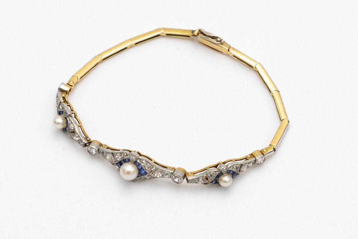 Art Deco Bracelet With Diamonds And Sapphires, 1920s/1930s. 20th Century.-photo-4