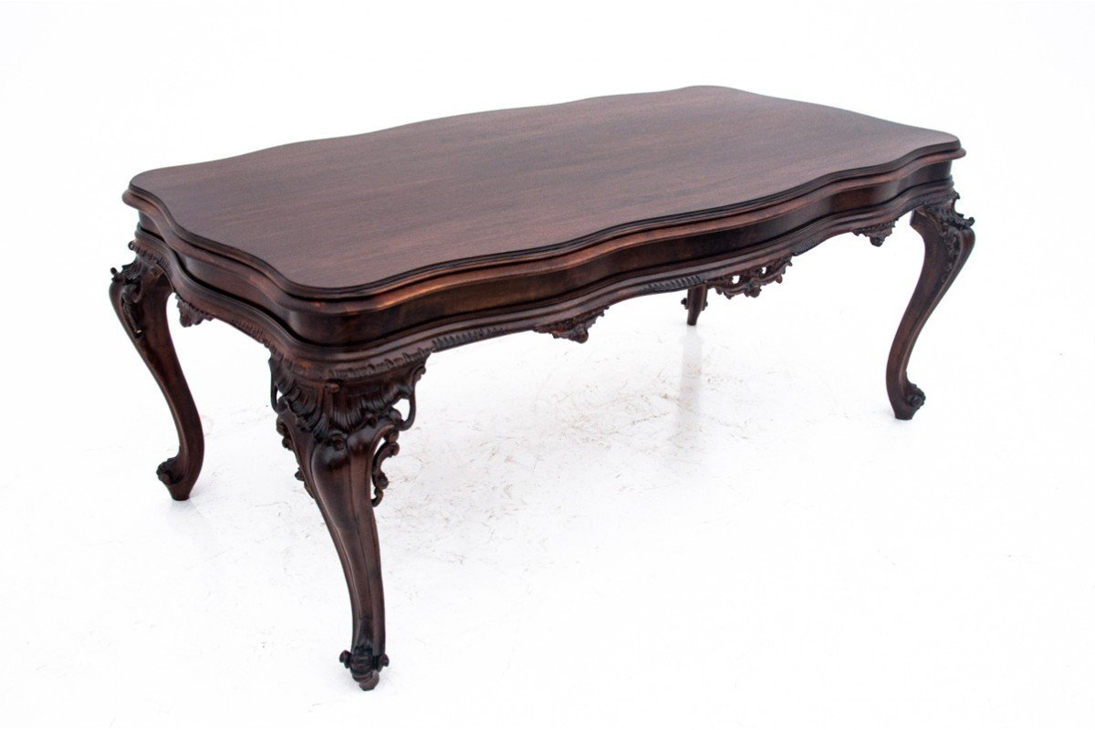 Richly Carved Table, Southern Europe, First Half Of The 20th Century. After Renovation.-photo-3