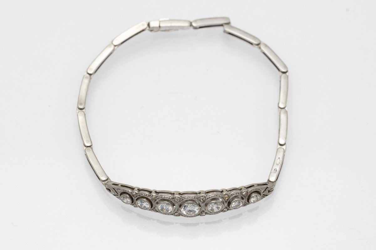 Old Art Deco Bracelet With Diamonds, 1930s.-photo-3