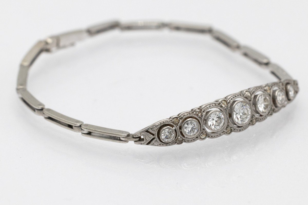 Old Art Deco Bracelet With Diamonds, 1930s.-photo-4