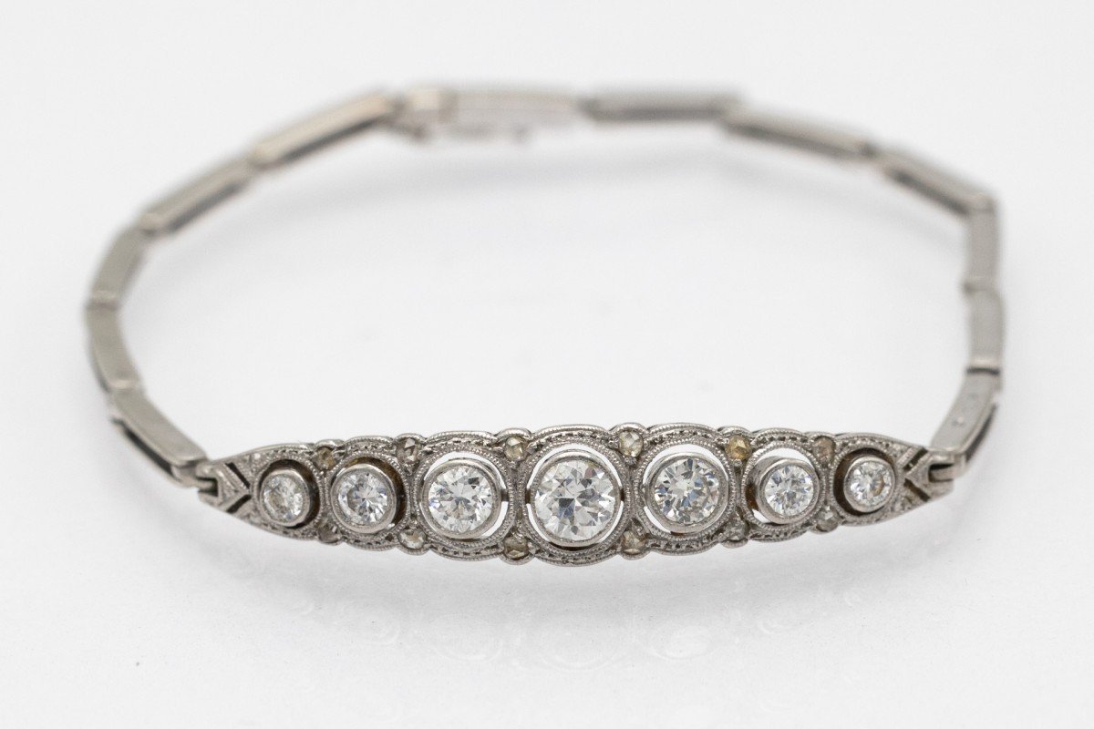 Old Art Deco Bracelet With Diamonds, 1930s.
