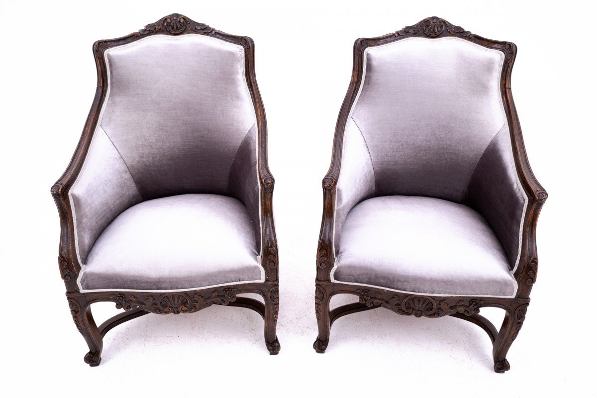 Fauteuils Gris Louis XV, France, Vers 1890.-photo-4