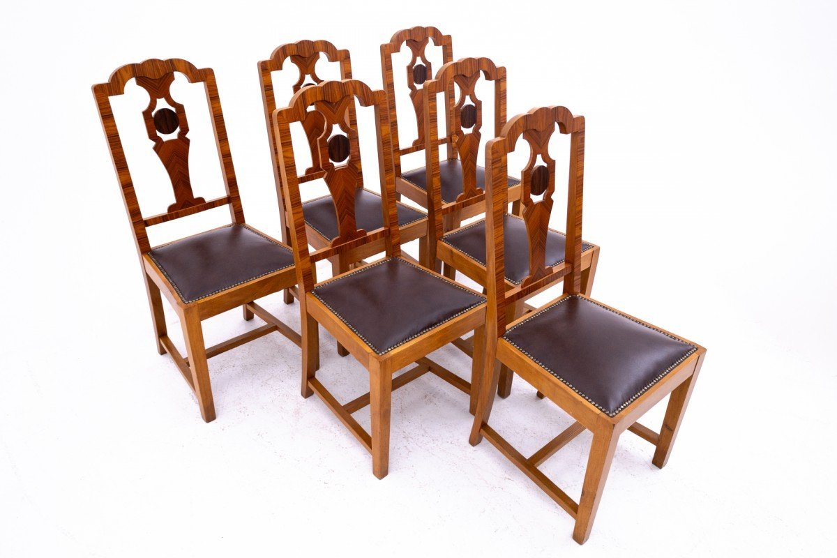 A Set Of Art Deco Chairs, 1940s, Poland.-photo-4