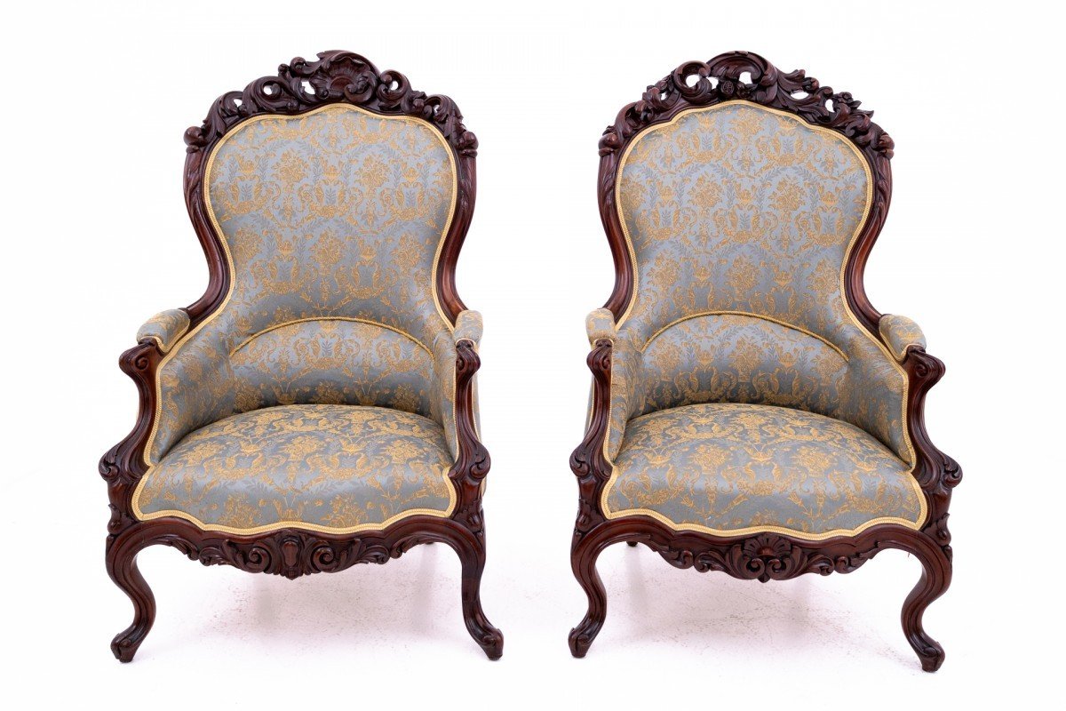 Set Of Bergers Armchairs, France, Around 180. After Renovation.-photo-2