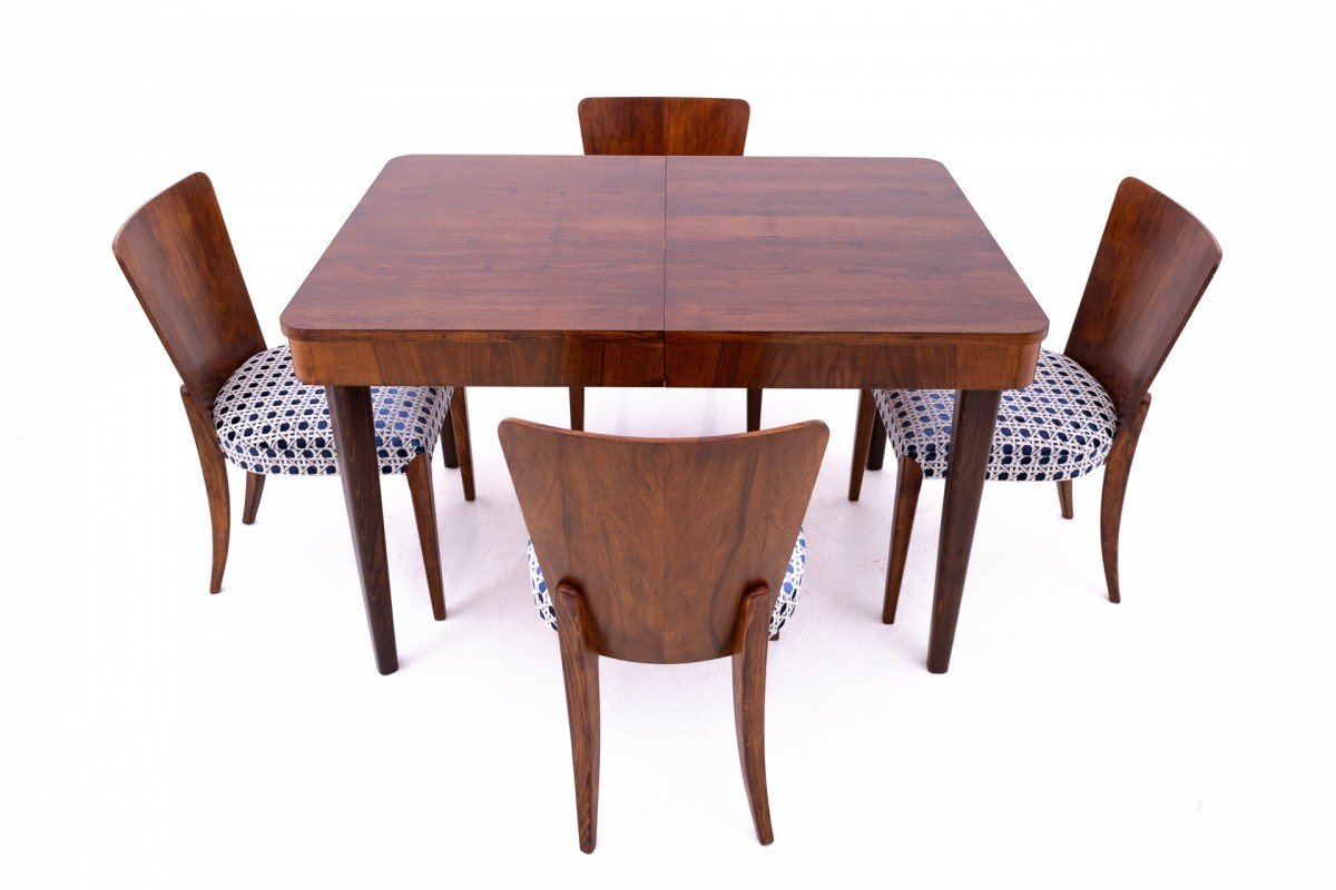 Table With Chairs Designed By J. Halabal Dating From The 1930s, Czechoslovakia. After Renova-photo-3