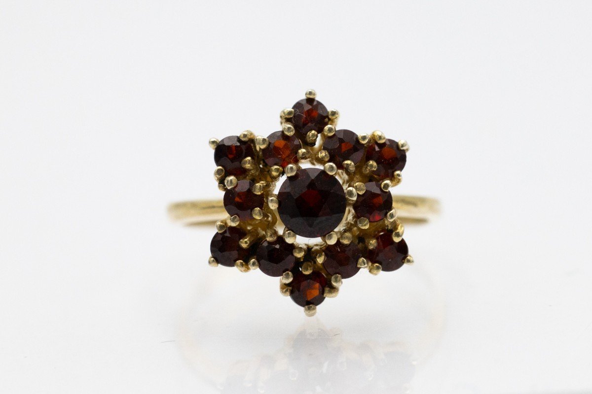 Elegant Vintage Gold Plated Ring With Garnets-photo-2