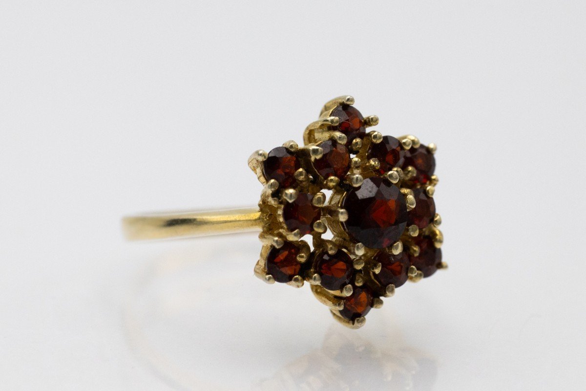 Elegant Vintage Gold Plated Ring With Garnets-photo-4