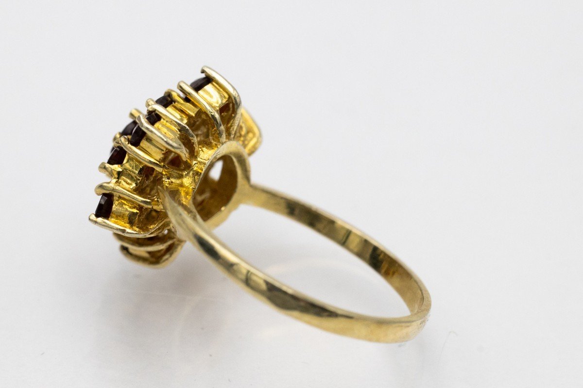 Elegant Vintage Gold Plated Ring With Garnets-photo-1