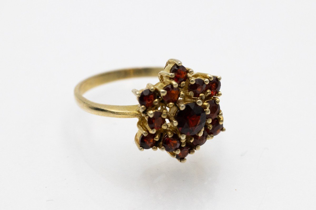 Elegant Vintage Gold Plated Ring With Garnets-photo-2