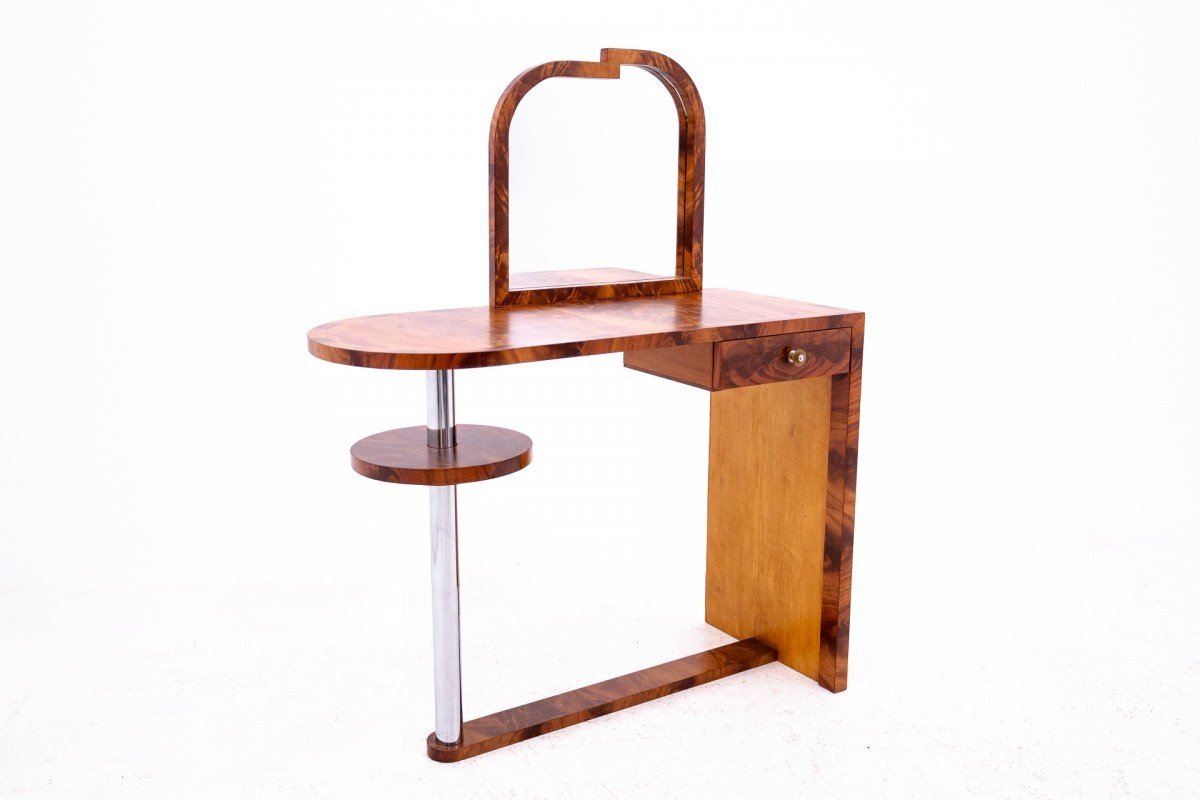 Art Deco Dressing Table And Chair, Poland, Ca. 1950.-photo-3