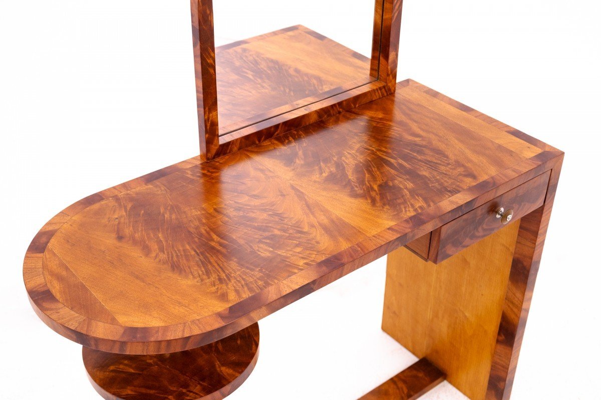 Art Deco Dressing Table And Chair, Poland, Ca. 1950.-photo-2