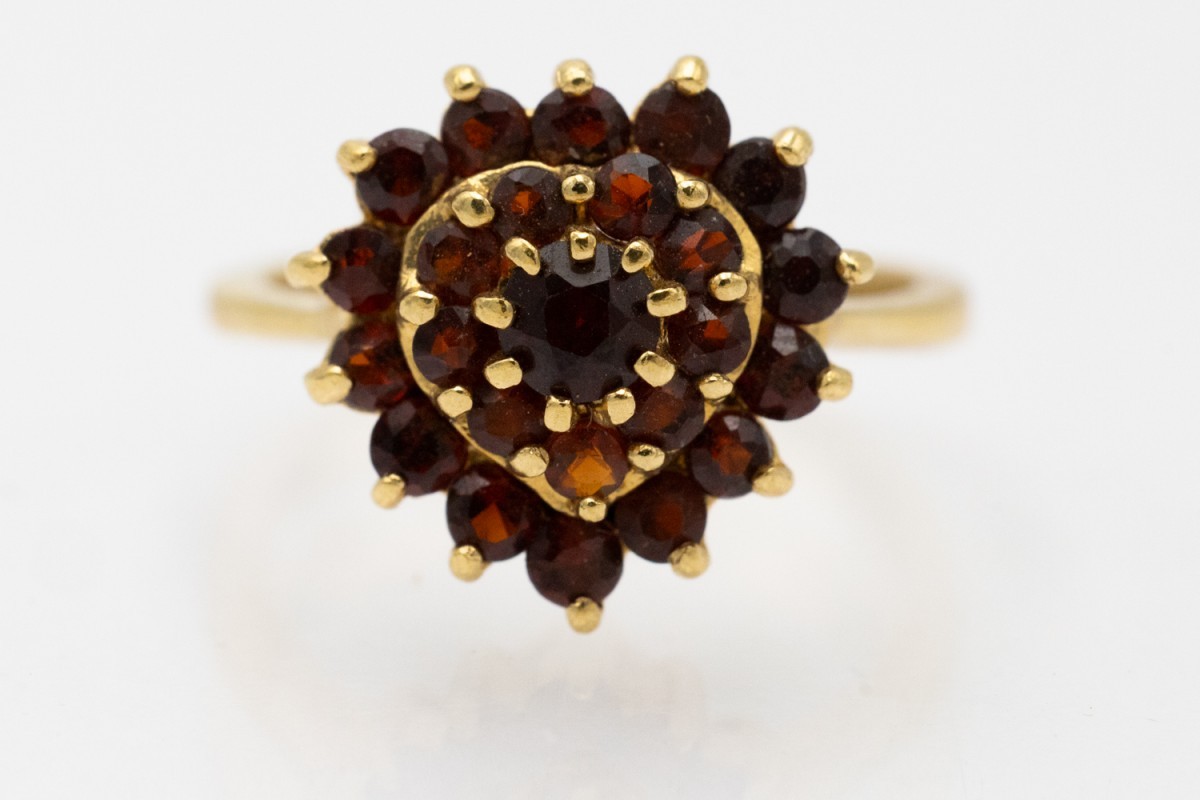 Vintage Heart Ring With Garnets