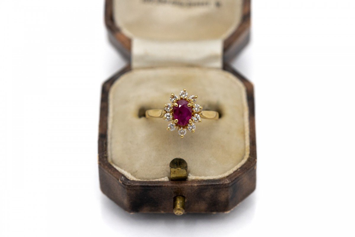 Bague Ancienne En Or Avec Rubis Et Diamants, France.-photo-4
