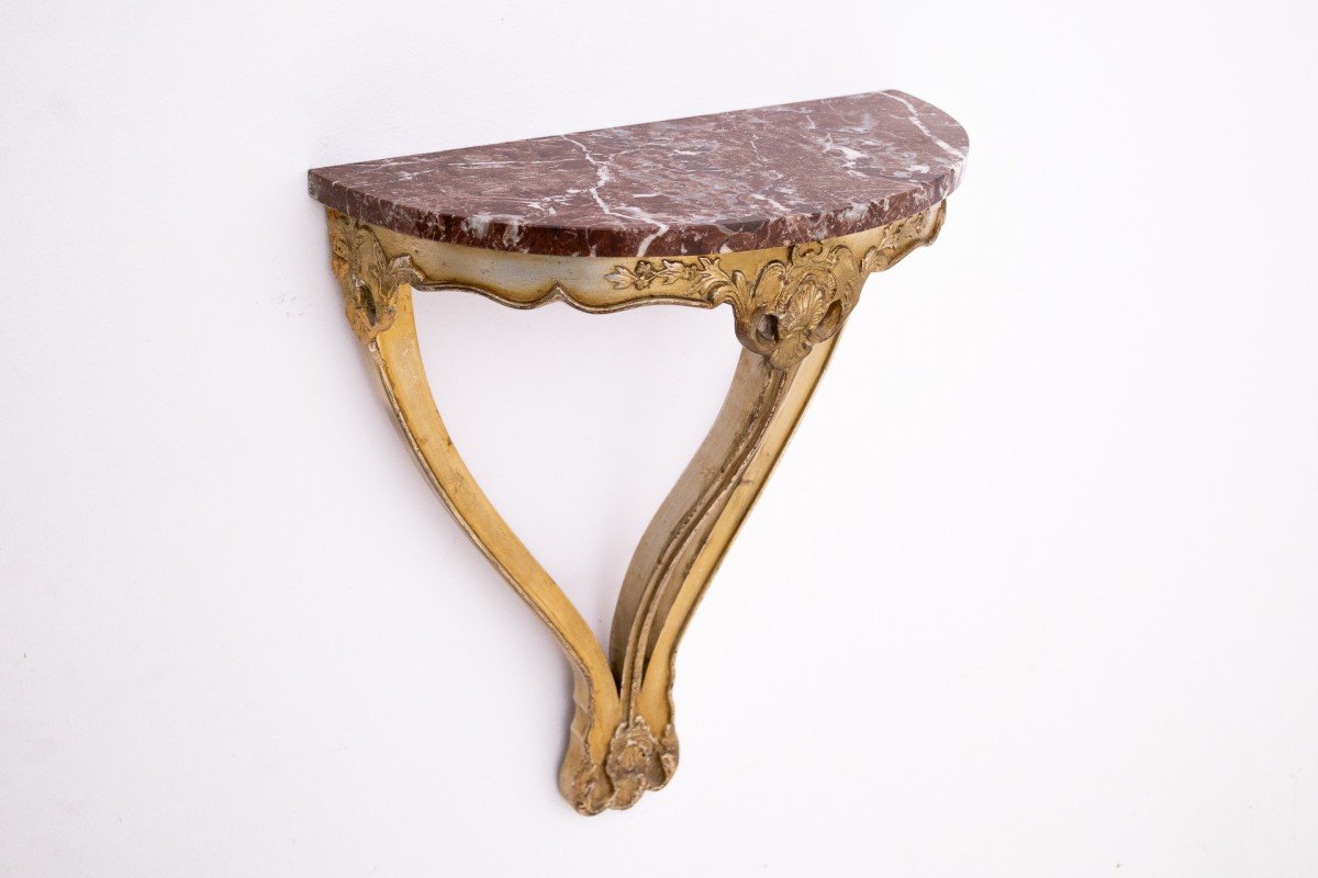 Antique Console Table With Stone Top, France, Late 19th Century.-photo-4