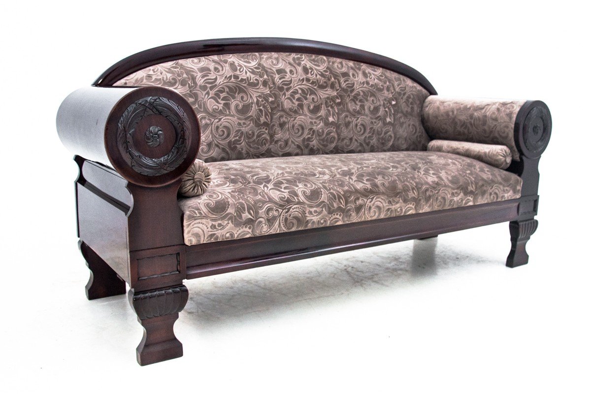 Canapé Ancien De Style Biedermeier, Europe Du Nord, Vers 1840.-photo-2