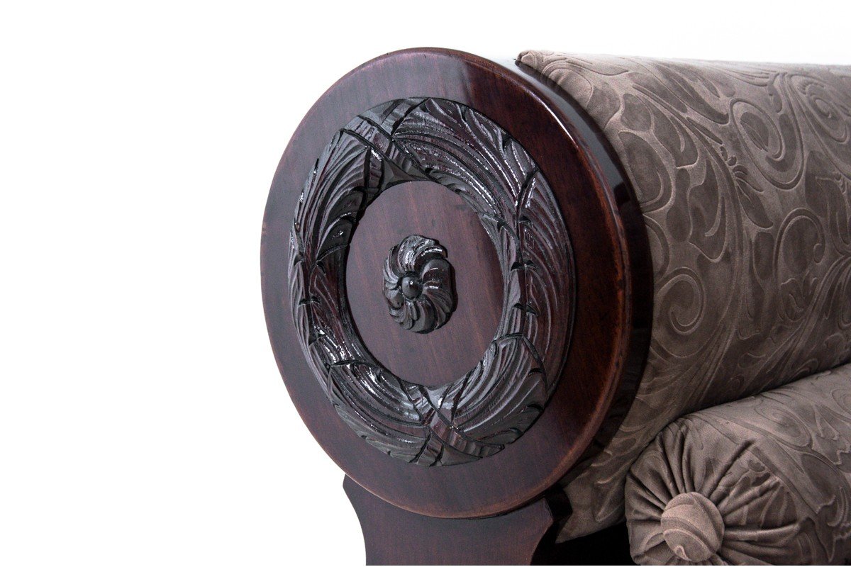 Canapé Ancien De Style Biedermeier, Europe Du Nord, Vers 1840.-photo-7