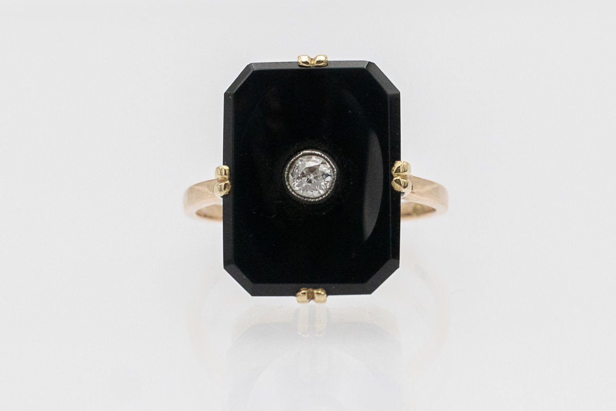 Art Deco Onyx And Diamond Ring, Austria, 1920s.-photo-1