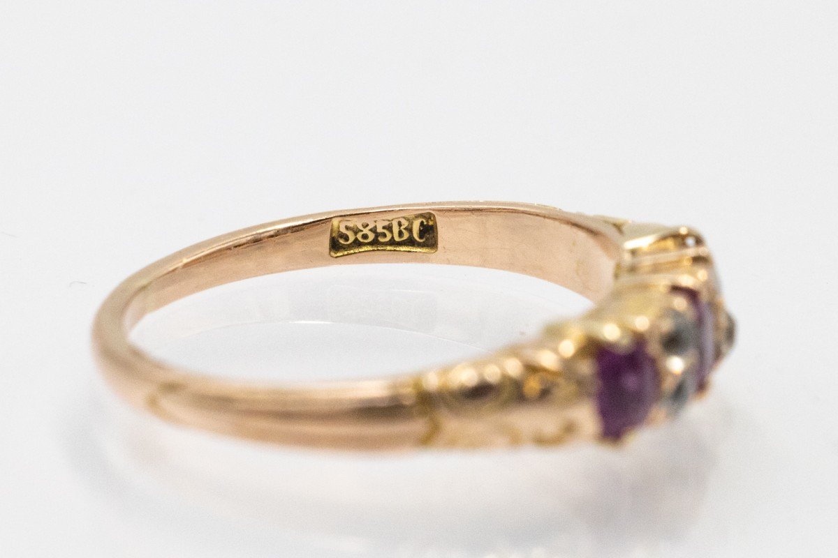 Delicate Gold Ring With Rubies And Diamonds.-photo-2