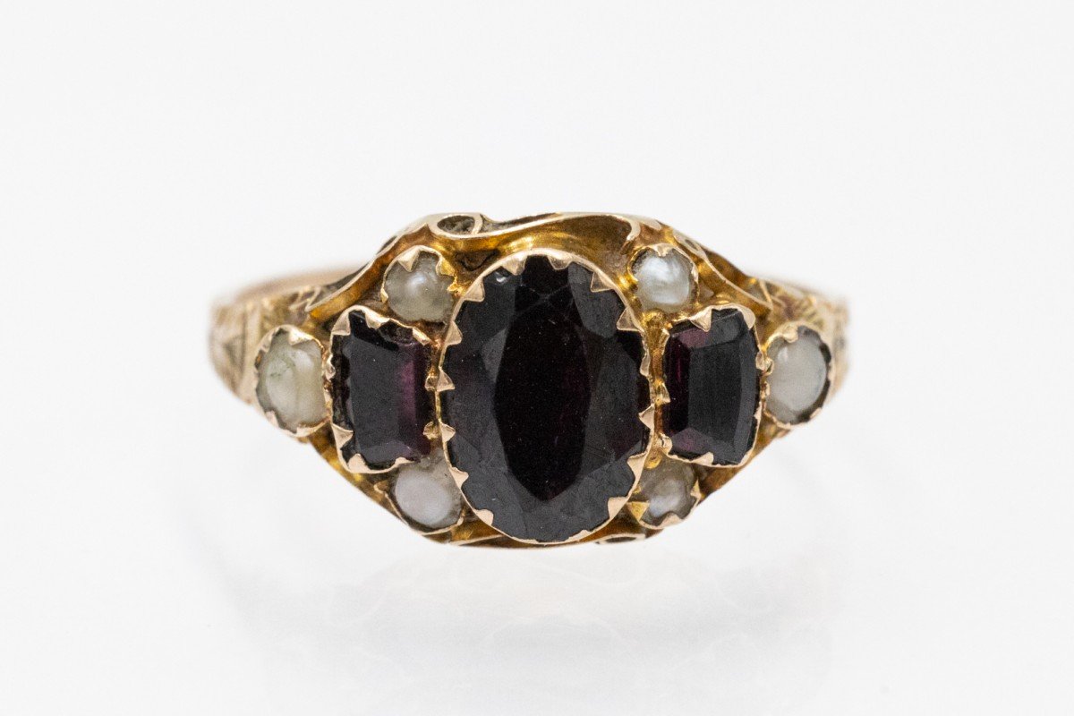 Bague ancienne avec zircons et perles naturelles, Grande-Bretagne, 1909.-photo-4
