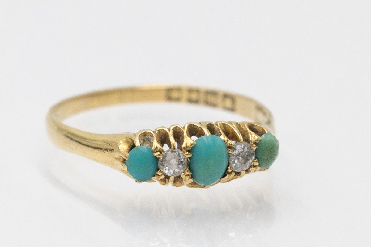 Antique Ring With Turquoise And Diamonds, 1903.-photo-2
