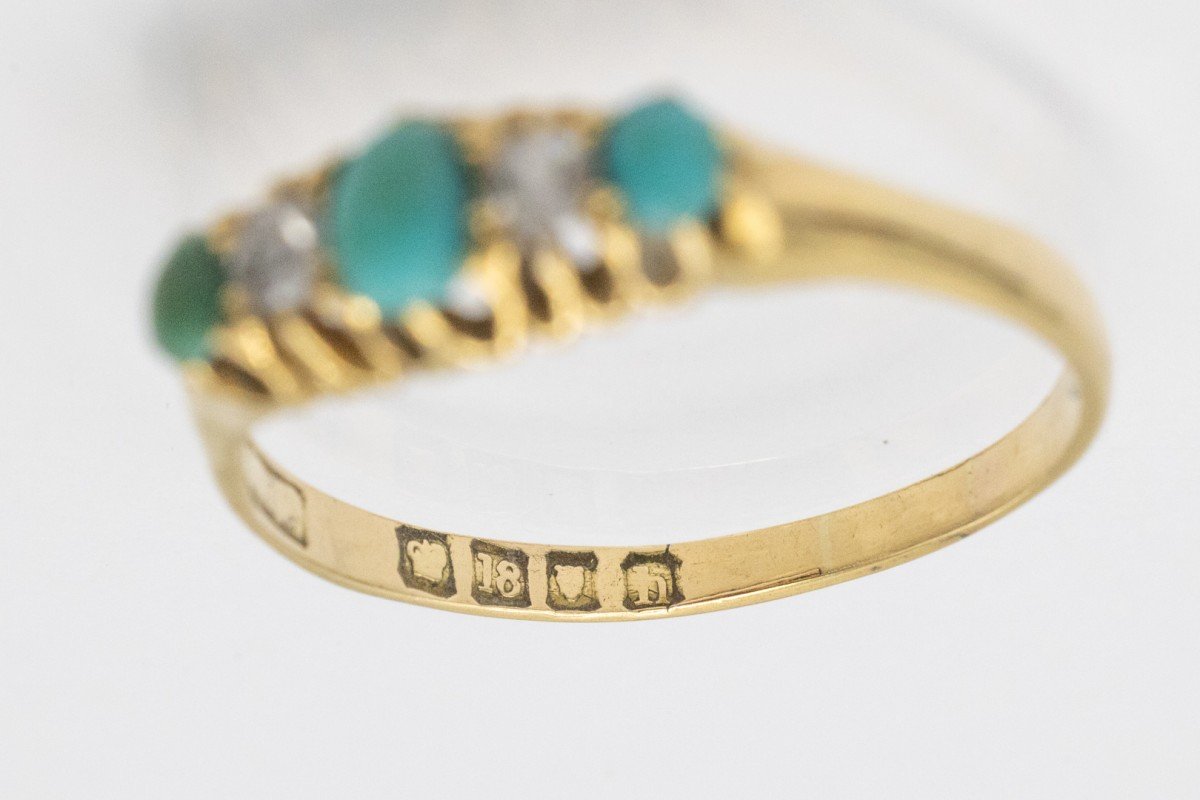 Antique Ring With Turquoise And Diamonds, 1903.-photo-3