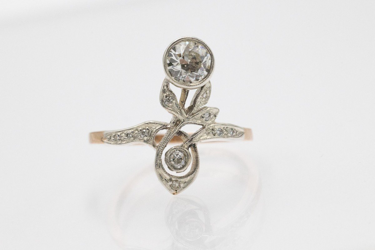 Charmante bague Art Nouveau, brillant ancien de 0,70 ct, Autriche-Hongrie, début du XXe siècle-photo-2