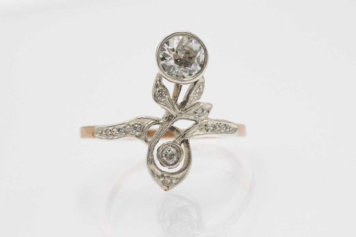 Charmante bague Art Nouveau, brillant ancien de 0,70 ct, Autriche-Hongrie, début du XXe siècle