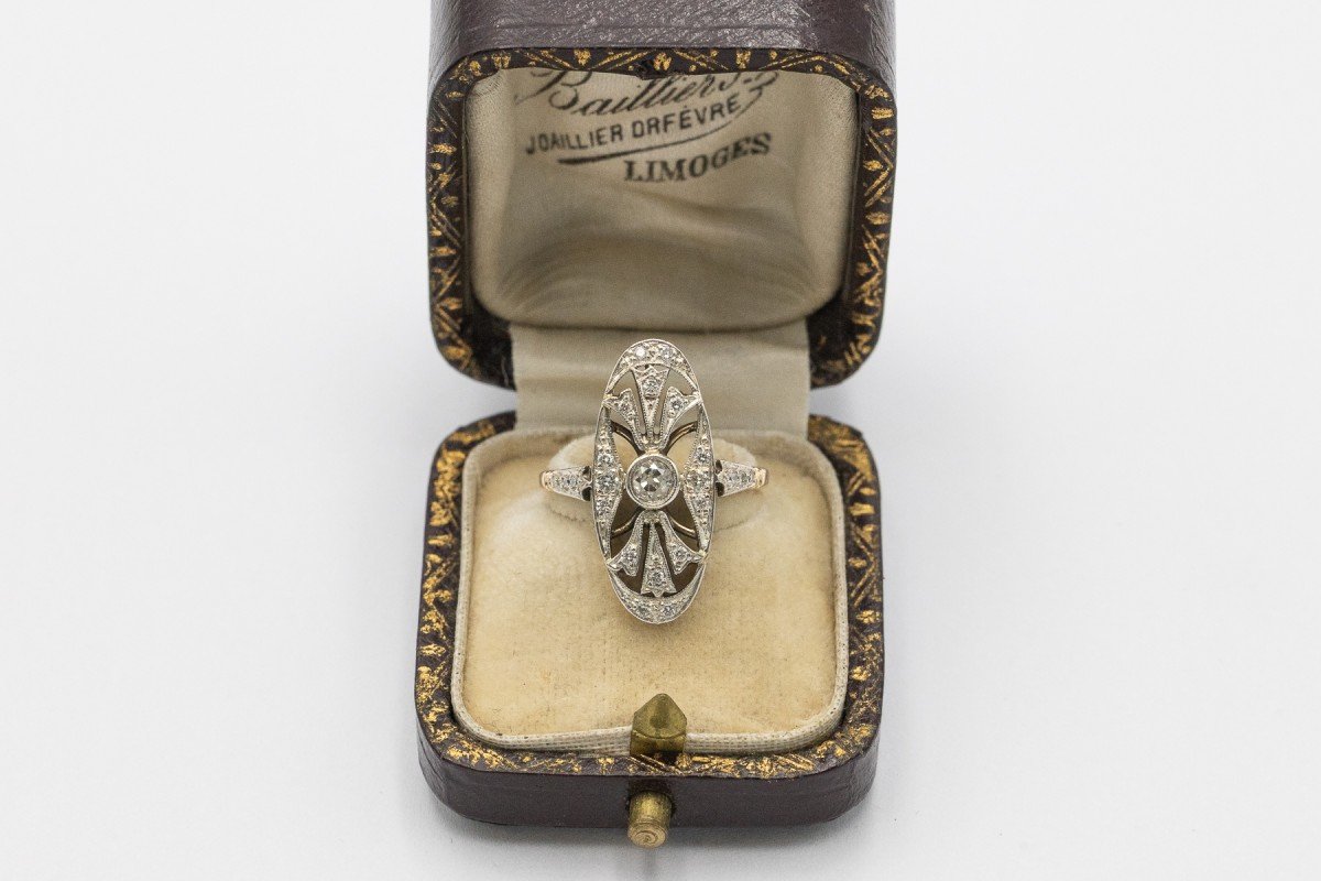 Unique Art Deco Ring With Diamonds, Hungary, 1930s/1940s-photo-4