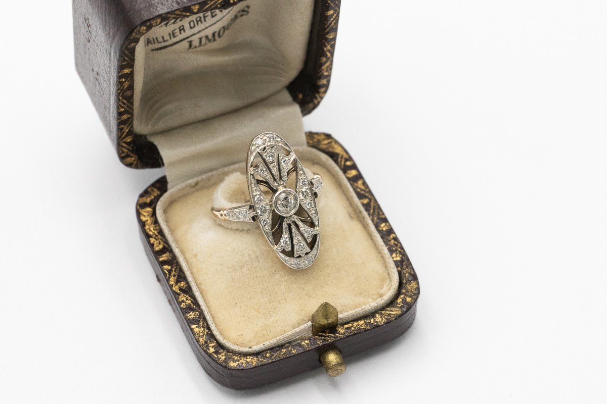 Unique Art Deco Ring With Diamonds, Hungary, 1930s/1940s-photo-3