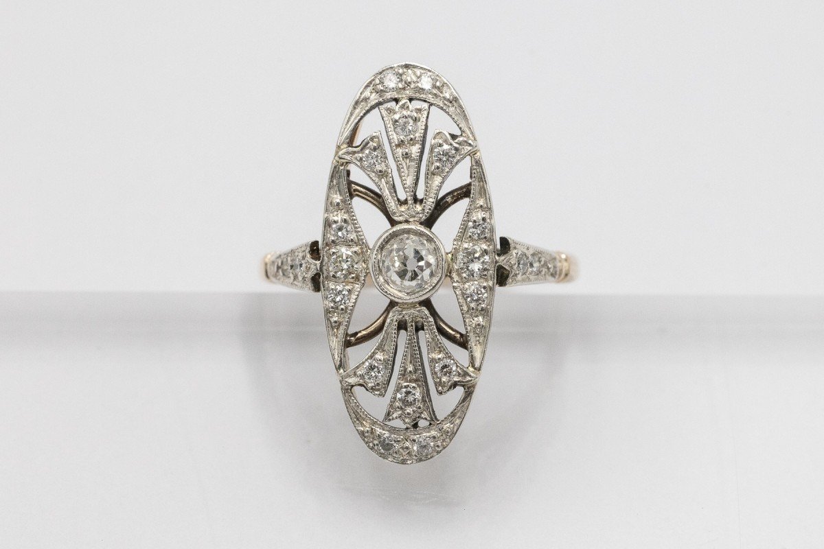 Unique Art Deco Ring With Diamonds, Hungary, 1930s/1940s-photo-4