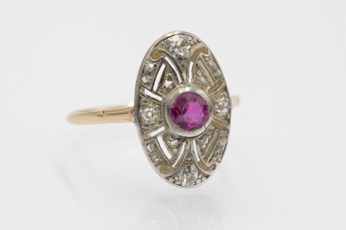 Art Deco Ring With Ruby, Hungary, 1920s.-photo-2
