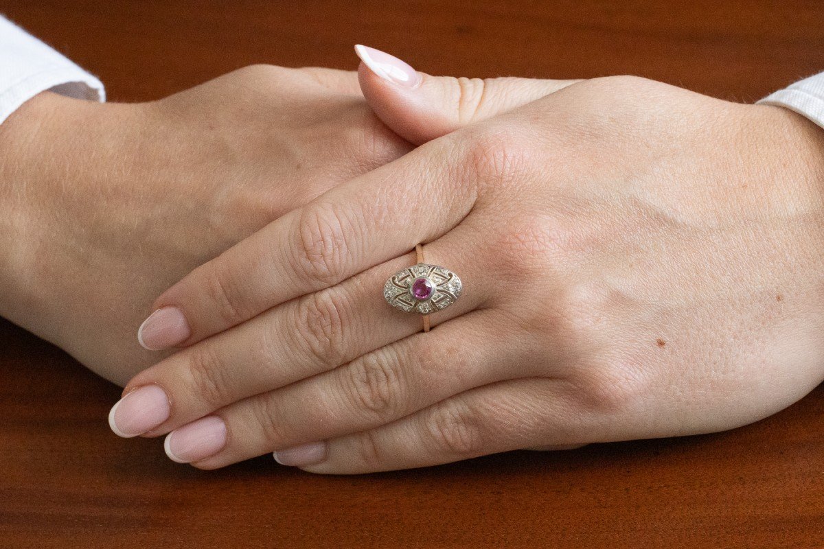 Art Deco Ring With Ruby, Hungary, 1920s.-photo-4