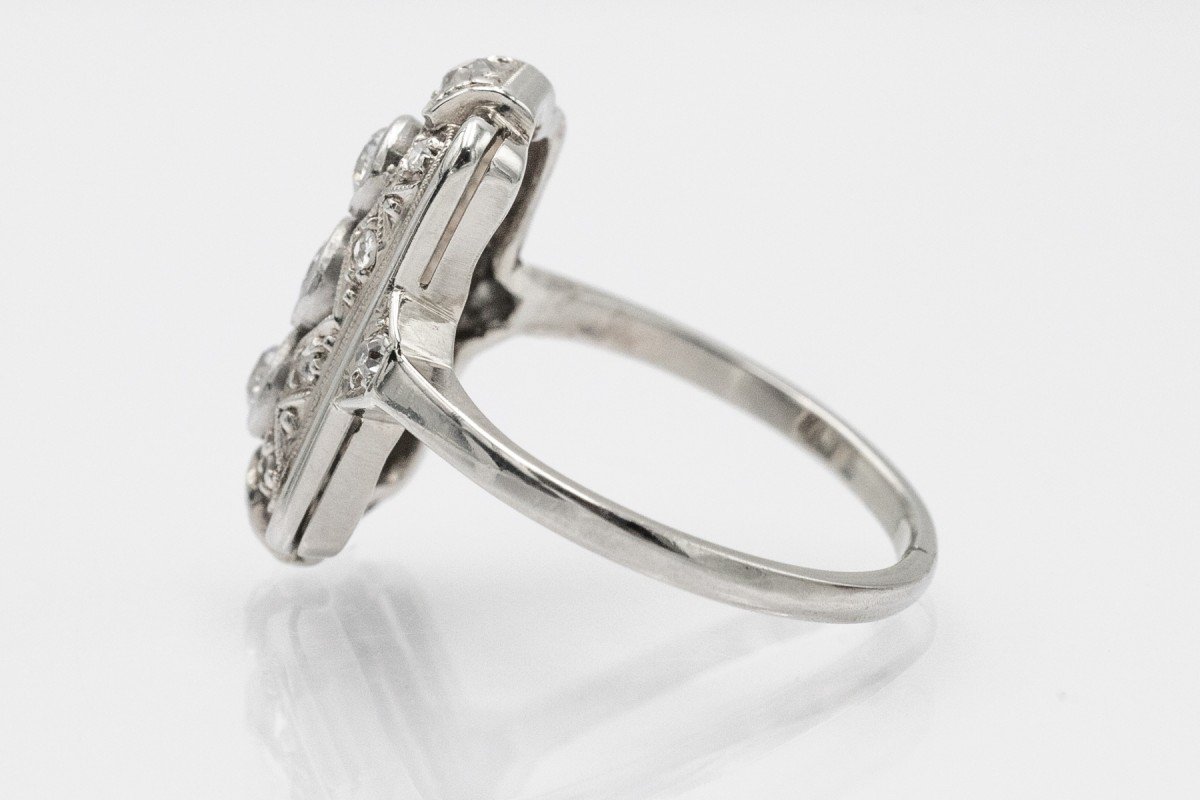 Art Deco Gold Ring With Diamonds, 1940s-photo-4