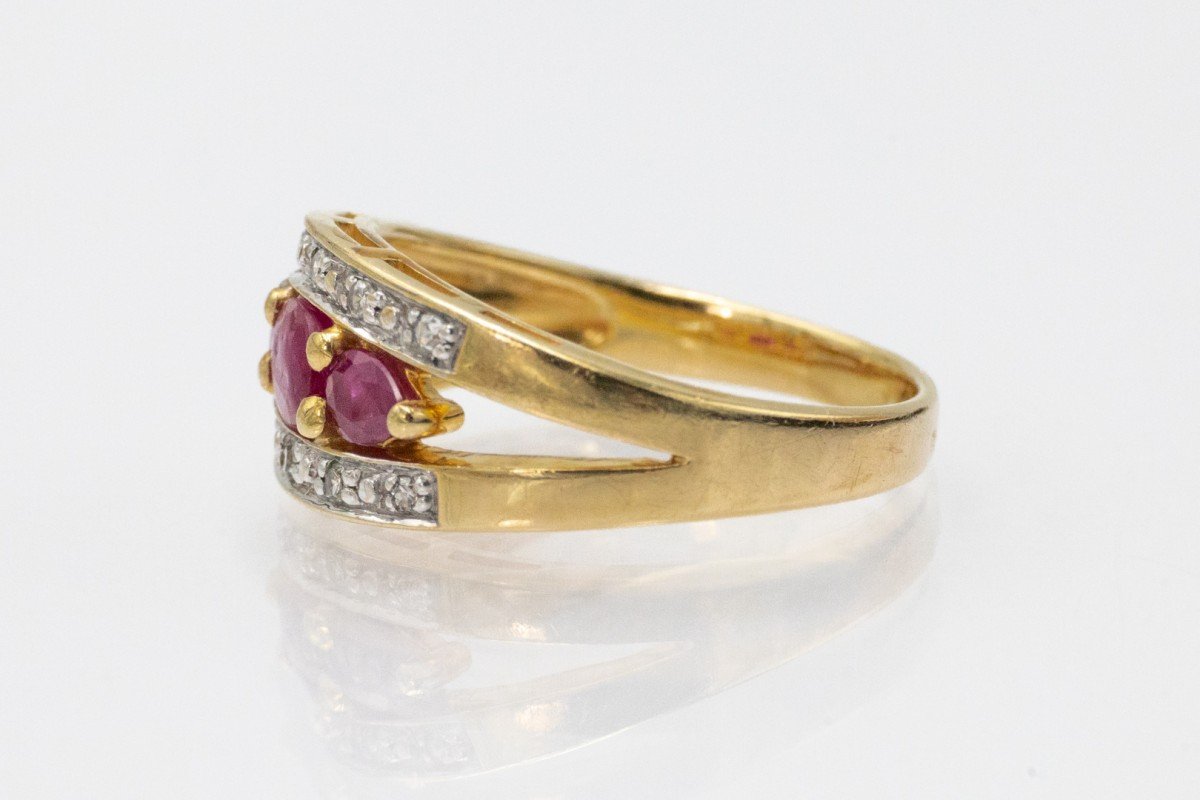 Bague vintage en or avec rubis et diamants, France.-photo-2