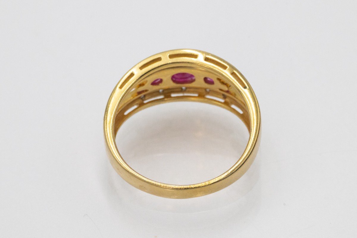 Bague vintage en or avec rubis et diamants, France.-photo-3