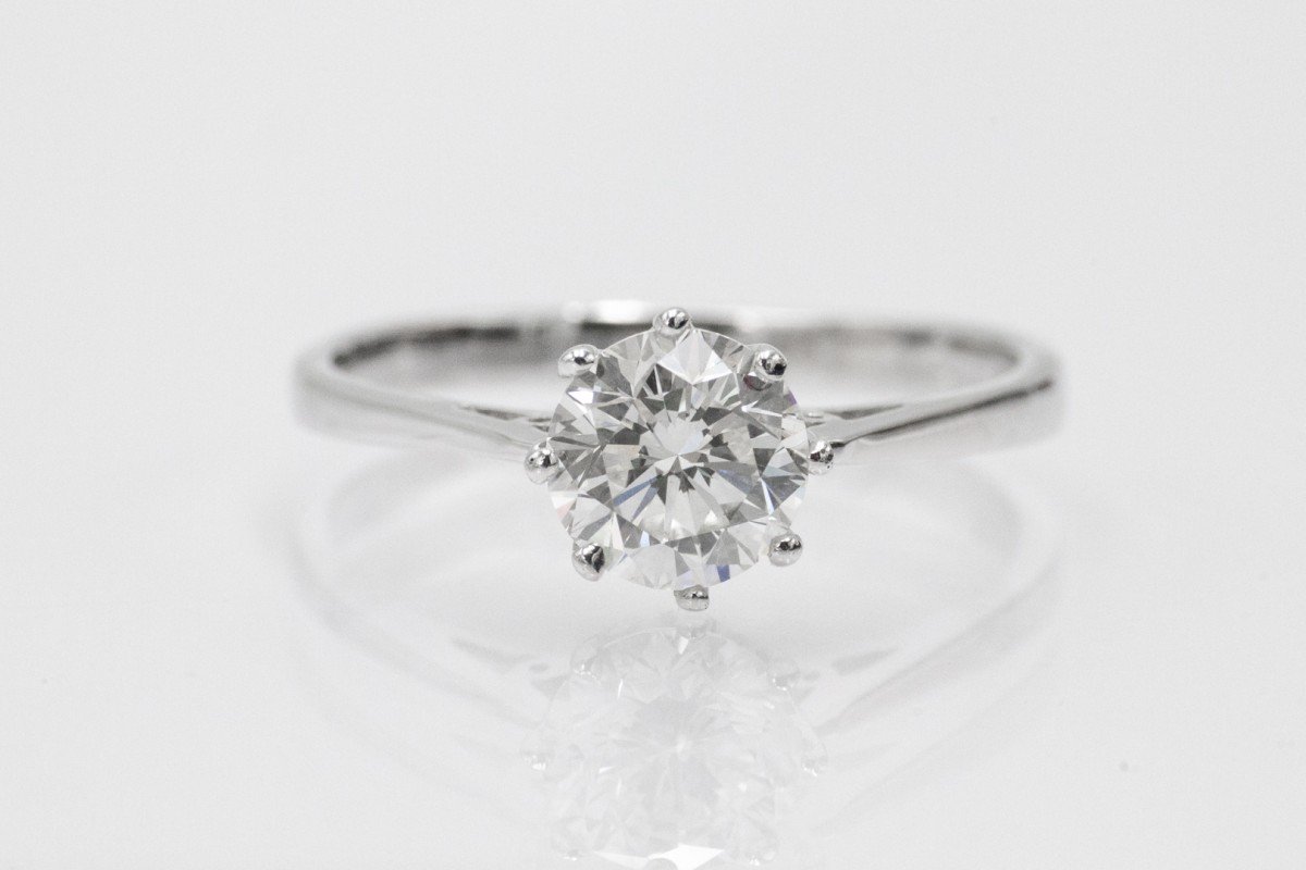 Bague solitaire contemporaine majestueuse avec diamant H/SI2 de 1,28 ct-photo-2