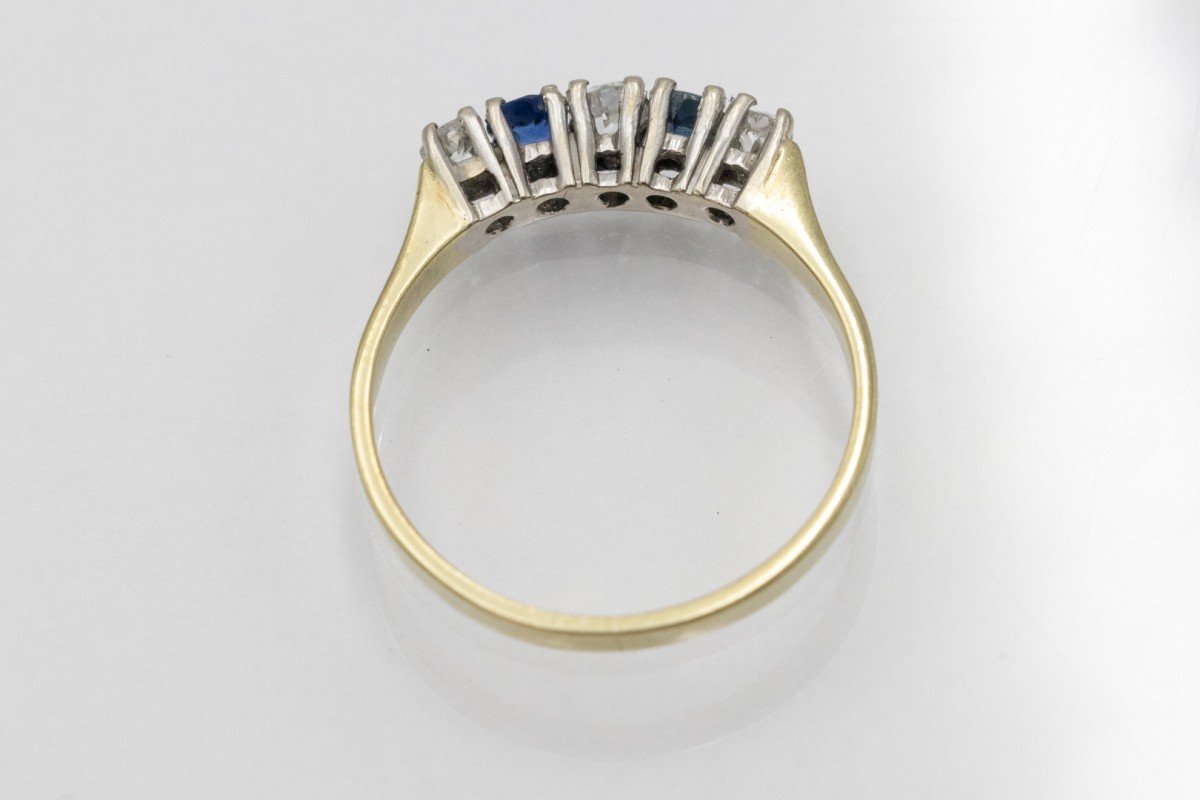 River Ring With Sapphires And Old-cut Diamonds.-photo-2