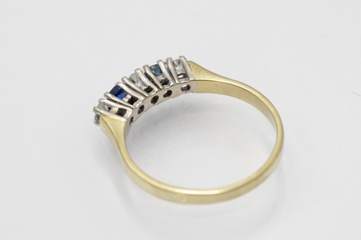 River Ring With Sapphires And Old-cut Diamonds.-photo-3