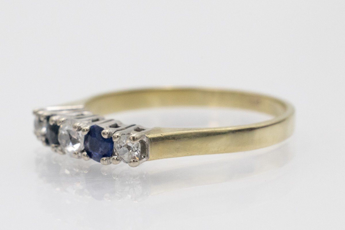 River Ring With Sapphires And Old-cut Diamonds.-photo-4