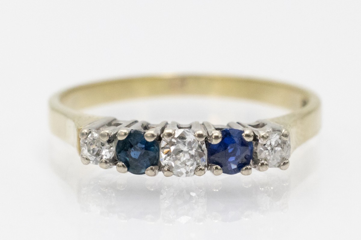 River Ring With Sapphires And Old-cut Diamonds.
