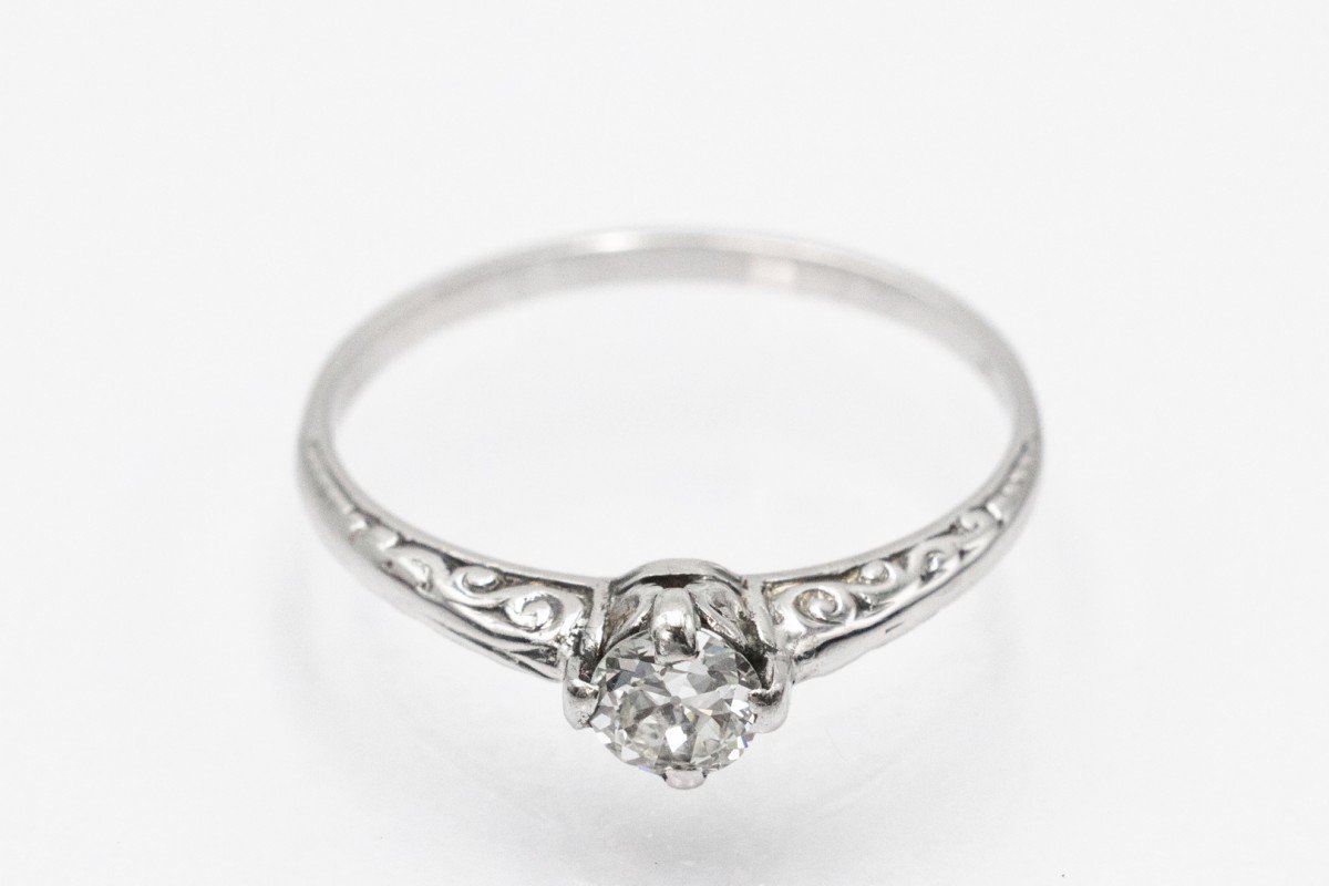 White Gold Ring With 0.25 Ct Old-cut Diamond.-photo-4