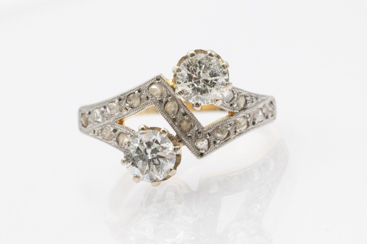 Toi Et Moi Ring With Brilliant-cut And Pink Diamonds 0.88 Ct-photo-3