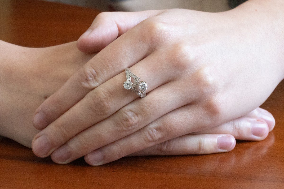 Toi Et Moi Ring With Brilliant-cut And Pink Diamonds 0.88 Ct-photo-4